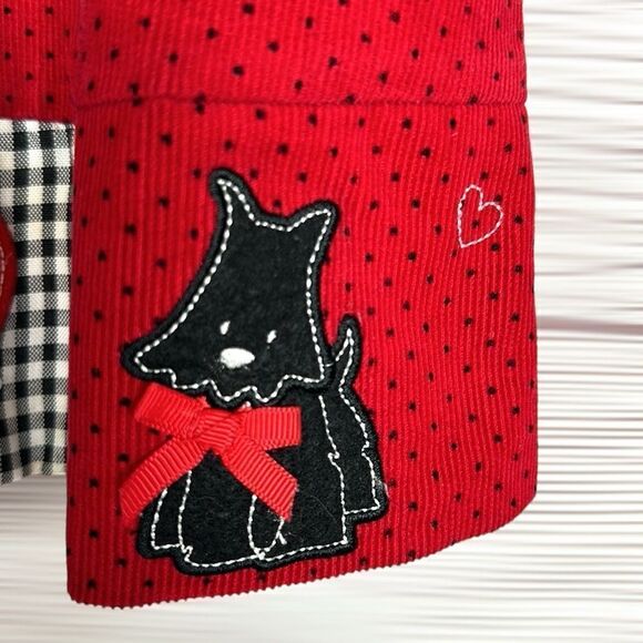 L g Fashions Vintage Red Cotton Corduroy Jumper with Scottish Terriers 18 month - Picture 2 of 12